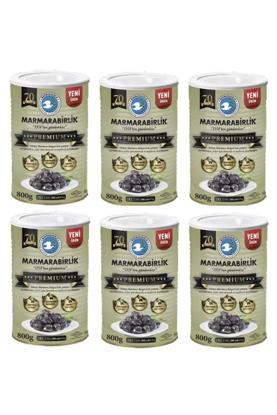 Premium 2XL Doğal Salamura Siyah Zeytin 800 Gr Teneke X 6 Adet ürün görseli 1