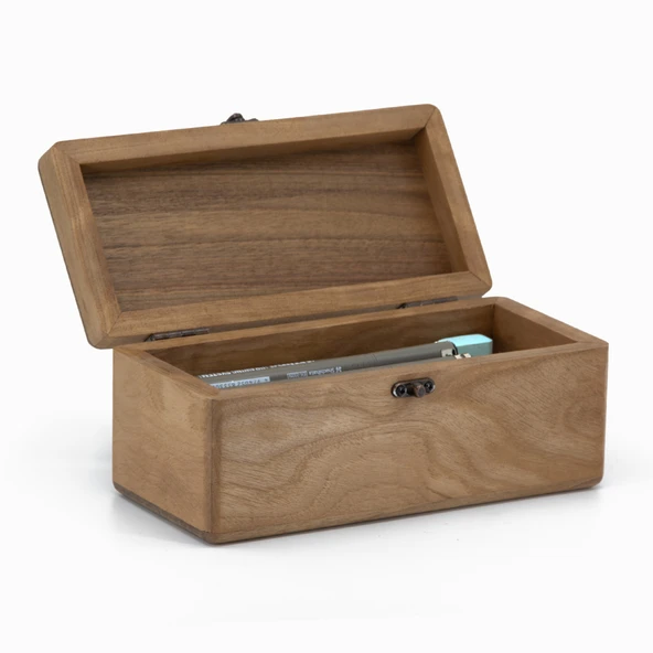 Woodsaka Kapaklı Ahşap Kalem Kutusu - Ceviz