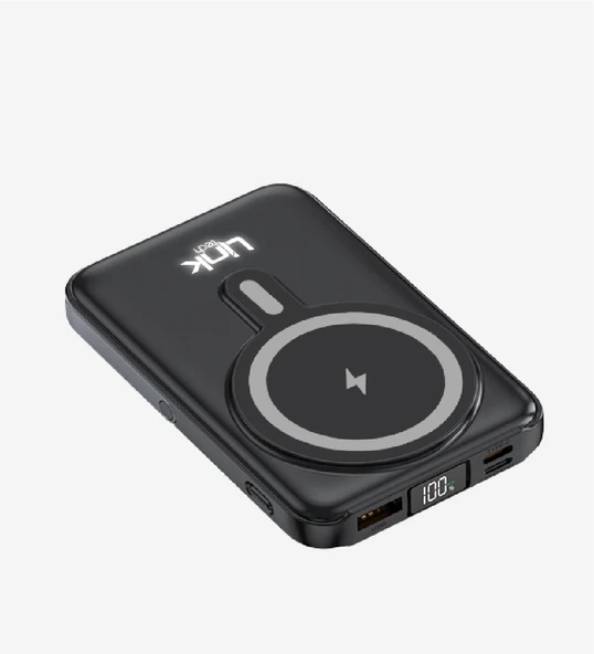 WF27 Mini LED Ekranlı Kablosuz Şarjlı 10.000 mAh Çoklu Kablolu Powerbank - 3