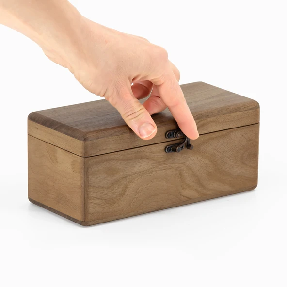 Woodsaka Kapaklı Ahşap Kalem Kutusu - Ceviz - 4