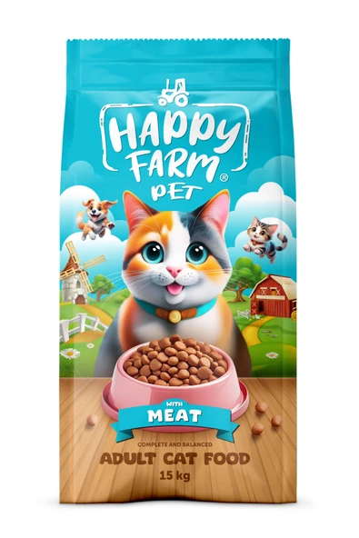 Happy Farm Etli Kedi Maması 15Kg