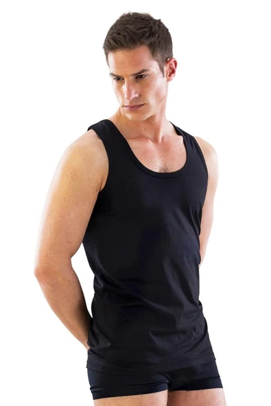 SİYAH MI Emay 12210-R U Yaka Askılı Erkek Atlet Renkli - 3