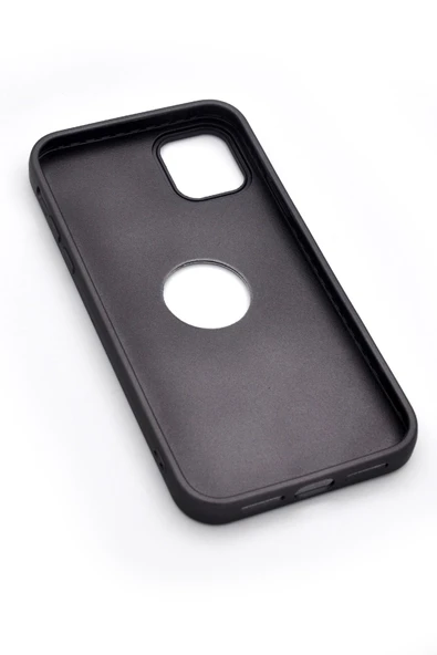 iPhone 11 Uyumlu Deri Görünümlü Sert Kapak Kılıf Antrasit Füme - Resim 6