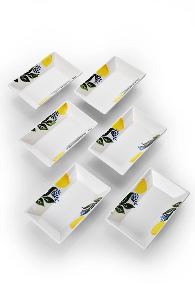 Piatti Naturali 6 adet Çerezlik Limon Desen Handmade Sunumluk Reçellik Sosluk Kahvaltılık Çerez İkram Seti - 3