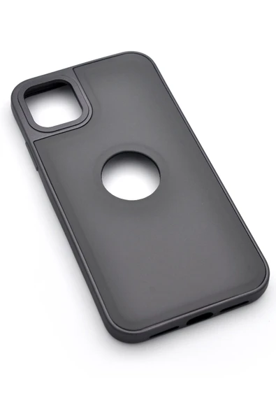 iPhone 12 Uyumlu Deri Görünümlü Sert Kapak Kılıf Gri - Resim 2