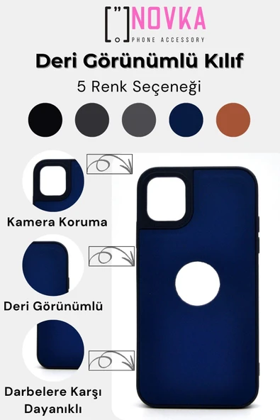 iPhone 13 Pro Uyumlu Deri Görünümlü Sert Kapak Kılıf Gri - Resim 7