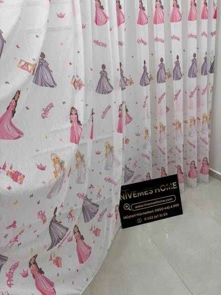 NİVEMESHOME HYL00009.801 KRDT204096 PRENSES ÇOCUK ODASI 1/2.5 PİLE TÜL PERDE APM - 7