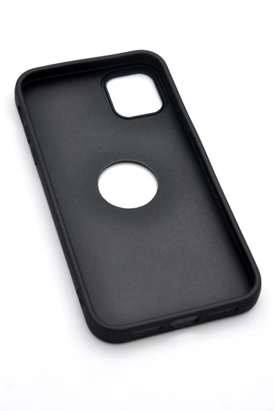 iPhone 11 Uyumlu Deri Görünümlü Sert Kapak Kılıf Siyah - Resim 6