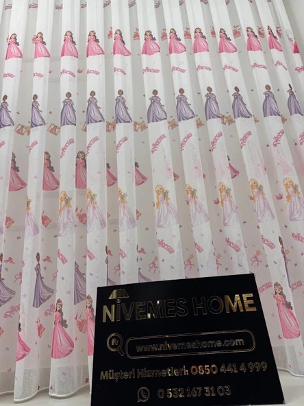 NİVEMESHOME HYL00009.801 KRDT204096 PRENSES ÇOCUK ODASI 1/2.5 PİLE TÜL PERDE APM - 5
