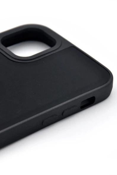 iPhone 15 Pro Uyumlu Deri Görünümlü Sert Kapak Kılıf Siyah - Resim 4