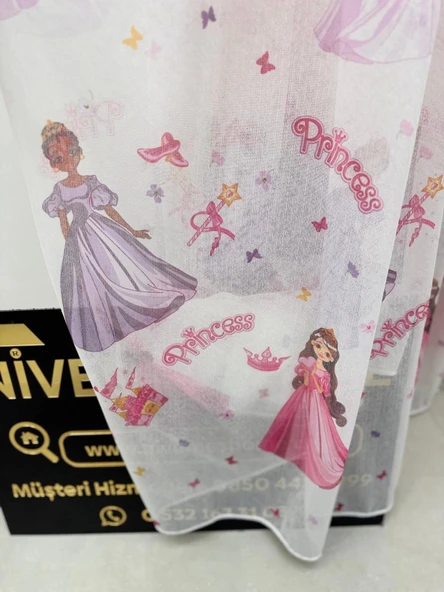 NİVEMESHOME HYL00009.801 KRDT204096 PRENSES ÇOCUK ODASI 1/2.5 PİLE TÜL PERDE APM - 9