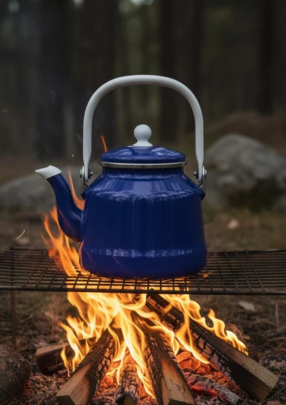 Alev Vintage Demlik - Emaye Çaydanlık, Kettle - 1 Litre, Lacivert - 2