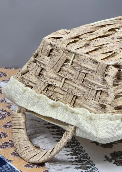 Hasır Ekmek Sepeti - Sofra Ekmek Selesi   - Ekmek Koyma Sepeti - Krem Ekmeklik - 3