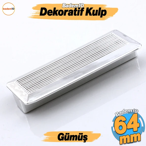 Elit Gümüş Plastik Kulp 64 mm Mutfak Mobilya Çekmece Mutfak Dolap Dolabı Kulpları Kapak Kulbu 6.4 cm