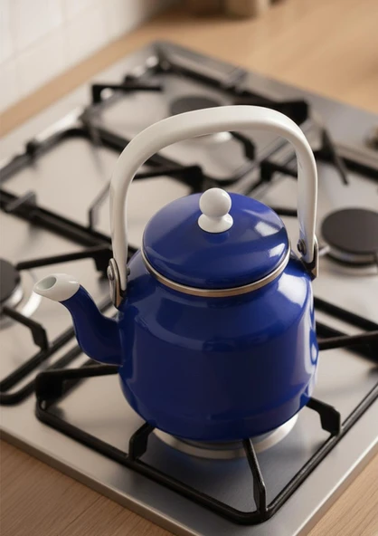 Alev Vintage Demlik - Emaye Çaydanlık, Kettle - 1 Litre, Lacivert - 3