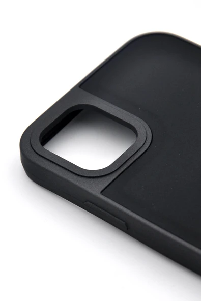 iPhone 15 Pro Max Uyumlu Deri Görünümlü Sert Kapak Kılıf Siyah - Resim 3