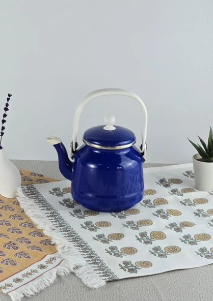 Alev Vintage Demlik - Emaye Çaydanlık, Kettle - 1 Litre, Lacivert