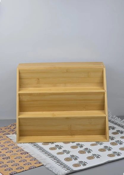 Bambu Kavanoz Standı - Mutfak Baharatlık Tuzluk Rafı - 31 CM - 2