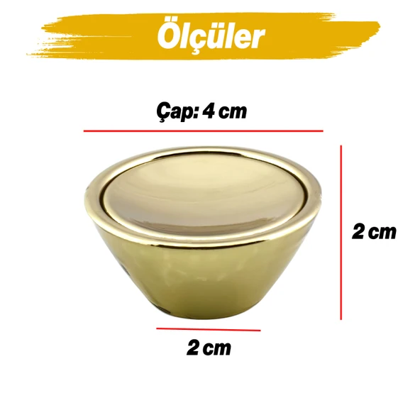 Delta Düğme Gold Mobilya Mutfak Dolap Dolabı Çekmece Kulpu Kulbu Plastik Altın Tek Vidalı Kulp - Resim 2