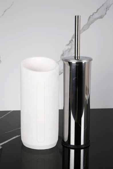 2 Parça Dekoratif Beton Tuvalet Fırçası Metal Wc Fırçalığı - 2