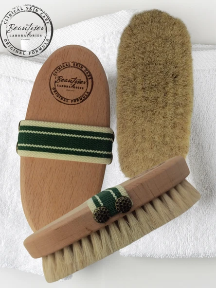 Beautysev %100 Doğal At kılı selülit fırçası (Bez çanta hediyeli) ürün görseli 1