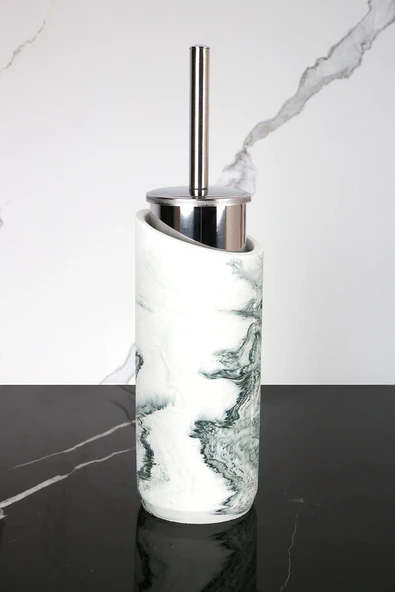 2 Parça Dekoratif Beton Tuvalet Fırçası Metal Wc Fırçalığı - Resim 2