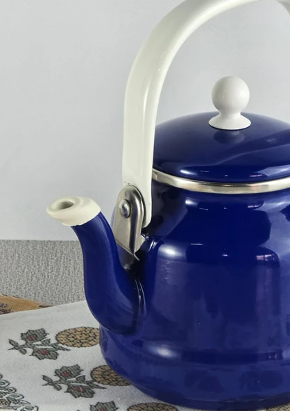Alev Vintage Demlik - Emaye Çaydanlık, Kettle - 1 Litre, Lacivert - 2