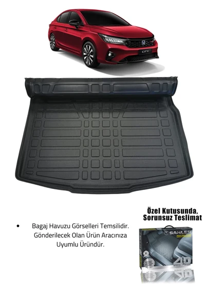 Sahler Honda City 2019+ Uyumlu 4.5D Premium Havuzlu Paspas ve Liner Marka 3D Bagaj Havuzu - Resim 2