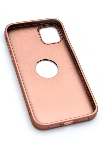 iPhone 13 Pro Uyumlu Deri Görünümlü Sert Kapak Kılıf Taba Kum Beji - Resim 6