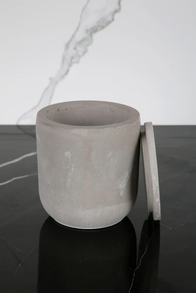 Mermer Desenli Beton Pamukluk Kapaklı Kutu Dekoratif Kutu