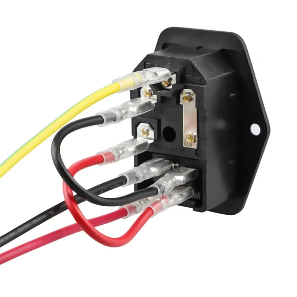 Kablolu 220V Erkek Power Soketi Sigorta Yuvalı ve Işıklı Açma Kapama Anahtarlı Kulaklıklı Montaj Tip 3D Yazıcı Makine Besleme