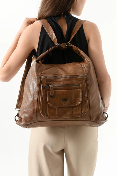 571 collections Suni Deri Sırt Çantası Taba (Model: 571-13-13M) - Resim 3