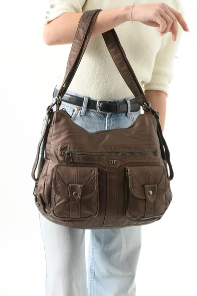Suni Deri Sırt Çantası Bronz (Model: 571-13-10B)