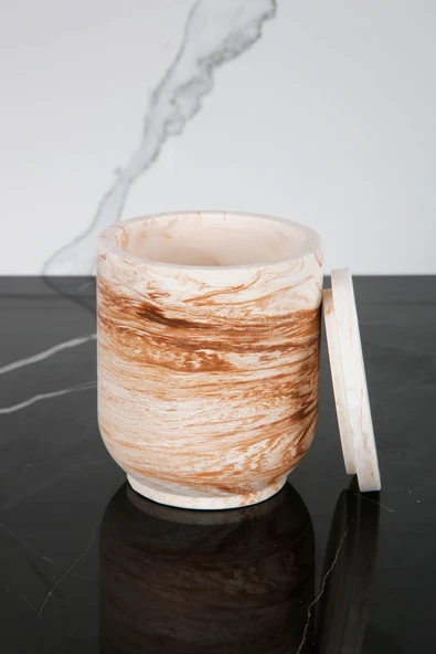 Mermer Desenli Beton Pamukluk Kapaklı Kutu Dekoratif Kutu