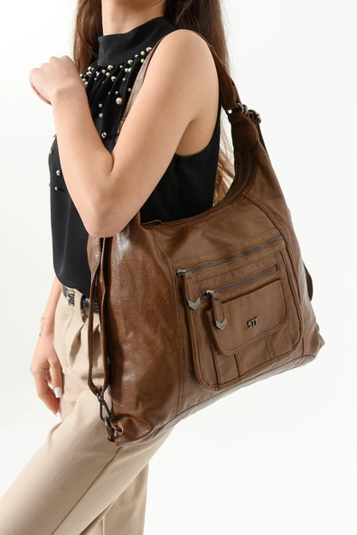 571 collections Suni Deri Sırt Çantası Taba (Model: 571-13-13M) - Resim 2