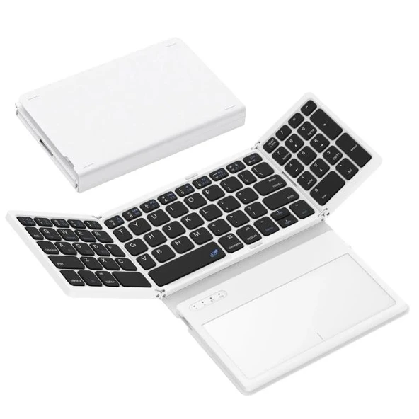 GEODMAER Büyük Touchpad Katlanabilir Bluetooth Klavye Black-White