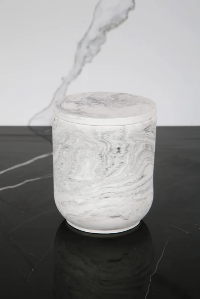 Mermer Desenli Beton Pamukluk Kapaklı Kutu Dekoratif Kutu - 2