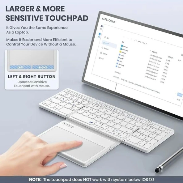 GEODMAER Büyük Touchpad Katlanabilir Bluetooth Klavye - 2