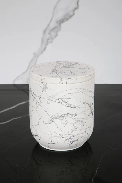 Mermer Desenli Beton Pamukluk Kapaklı Kutu Dekoratif Kutu - 2