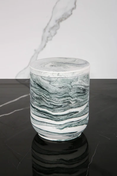 Mermer Desenli Beton Pamukluk Kapaklı Kutu Dekoratif Kutu - 2