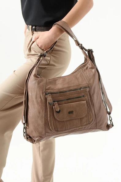 571 collections Suni Deri Sırt Çantası Vizon (Model: 571-13-13M) ürün görseli