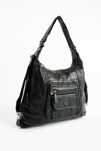 571 collections Suni Deri Sırt Çantası Siyah (Model: 571-13-13M) - Resim 4