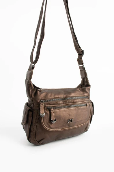 Suni Deri Omuz Çantası Bronz (Model: 571-13-10L) - 4