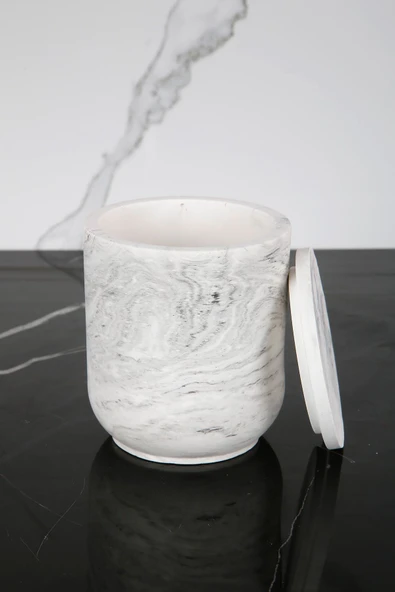 Mermer Desenli Beton Pamukluk Kapaklı Kutu Dekoratif Kutu