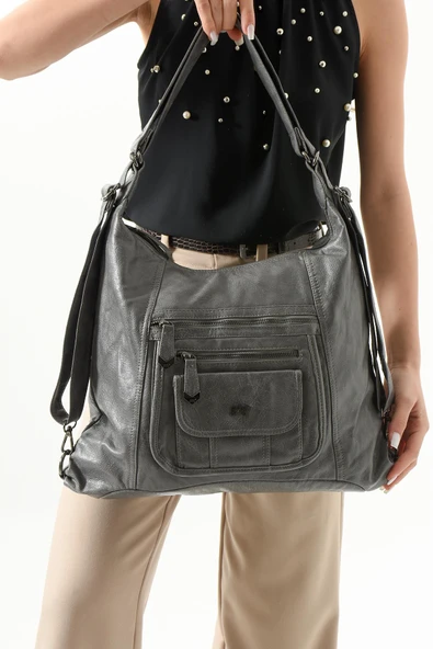 571 collections Suni Deri Sırt Çantası Gri (Model: 571-13-13M) ürün görseli 1