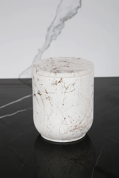 Mermer Desenli Beton Pamukluk Kapaklı Kutu Dekoratif Kutu - 2