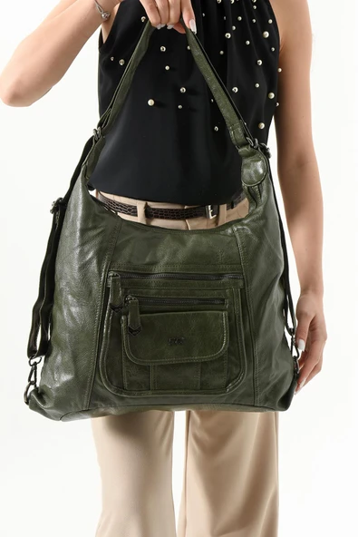 571 collections Suni Deri Sırt Çantası Yeşil (Model: 571-13-13M) ürün görseli 1