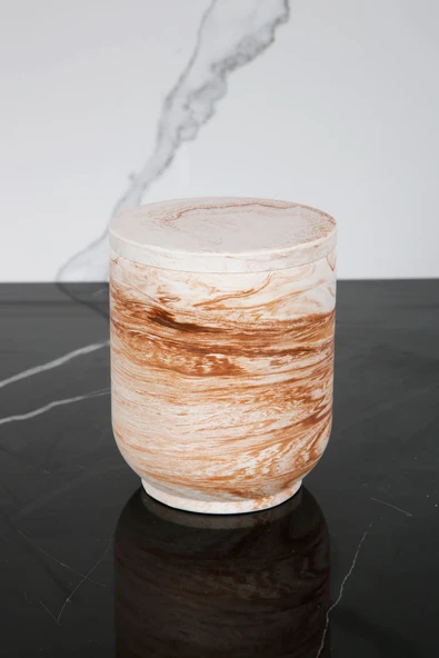 Mermer Desenli Beton Pamukluk Kapaklı Kutu Dekoratif Kutu - 2