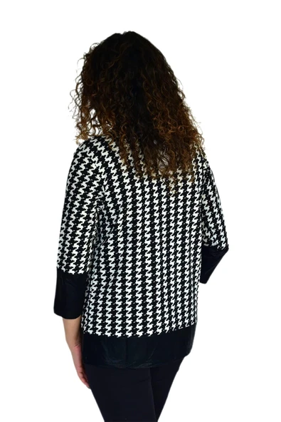 Kadın Kaz Ayağı Baskılı Viscon Bluz BGL-ST04280 - Resim 5