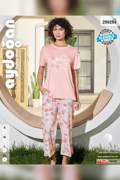 Aydoğan Kadın Azer ONE DAY Viskon Penye Çay Gülü Kapri Takım 0293 - 3